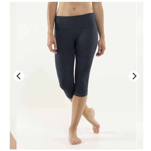 Lululemon In The Flow Crop II Leggings Heathered Inkwell Ruched Seamless Size 4 - Picture 1 of 17